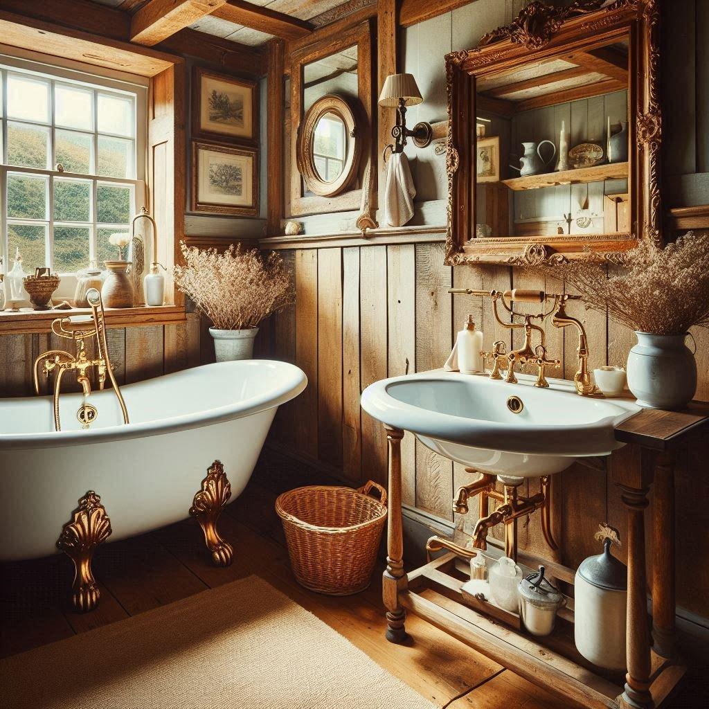 Slip in a ​vintage ⁢chair for a cozy nook in your farmhouse bathroom