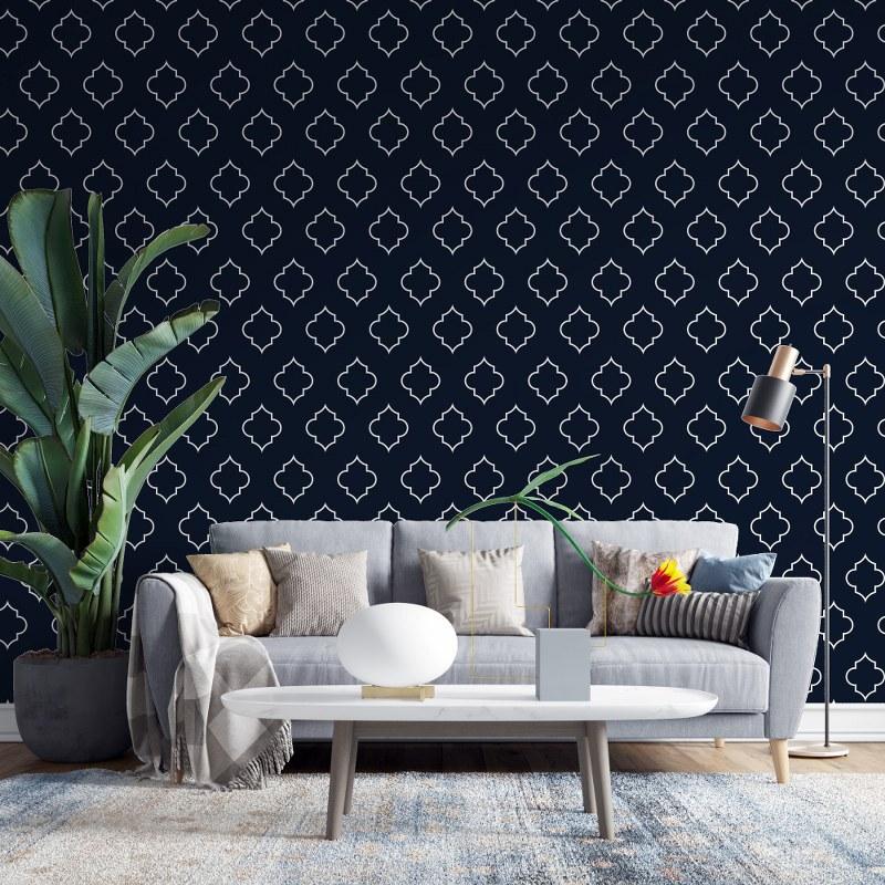 Use geometric patterns for modern ⁢flair in blue living room textiles