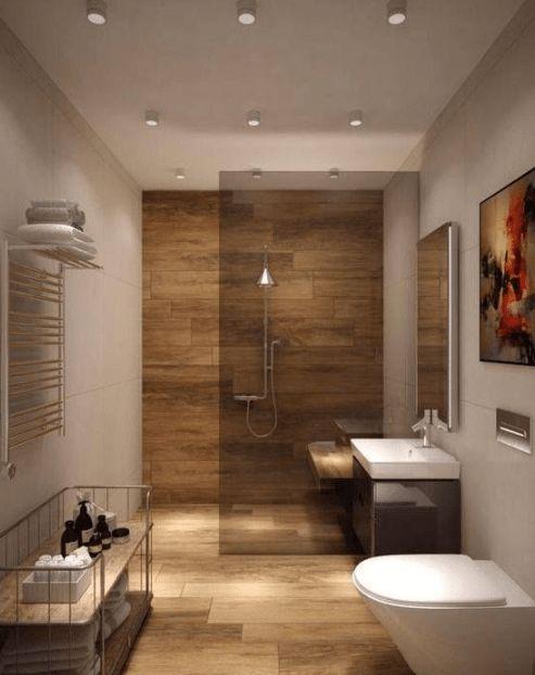 Choose rich mahogany or light pine‍ for unique wooden bathroom aesthetics