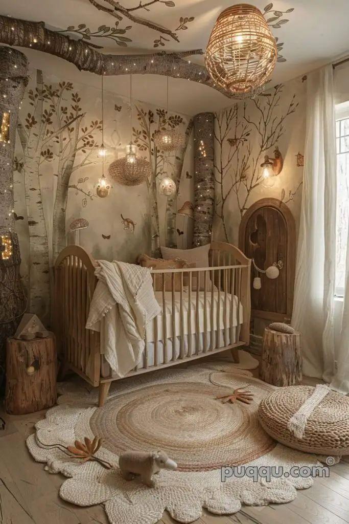 Whimsical Woodland Nursery: Embrace nature with forest animals and greenery