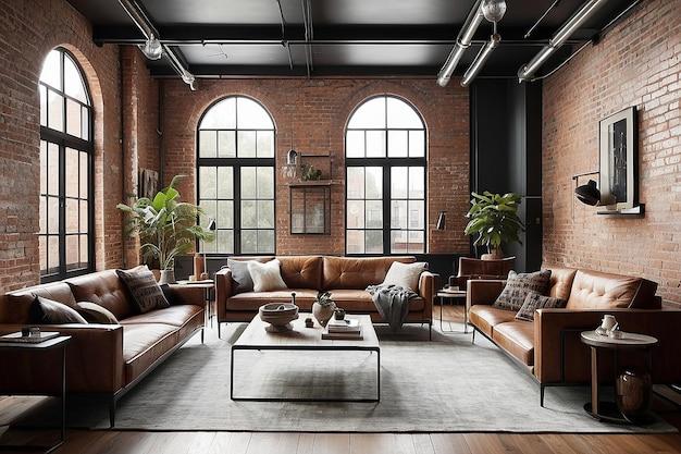 Industrial Living Room: Combine exposed brick and‌ metal for urban chic vibes