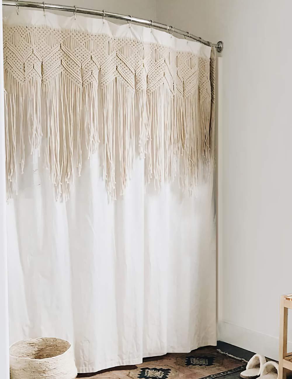 Soft cotton shower curtains with boho prints to elevate your bathroom