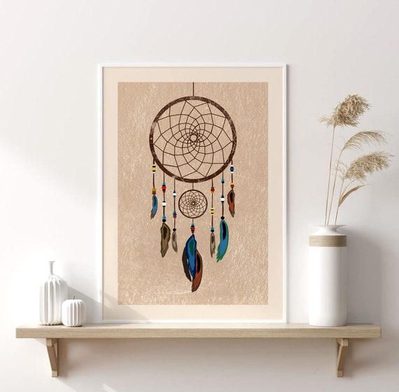 Hang a gallery wall featuring dream catchers and bohemian art ​in your Boho ​Living Room