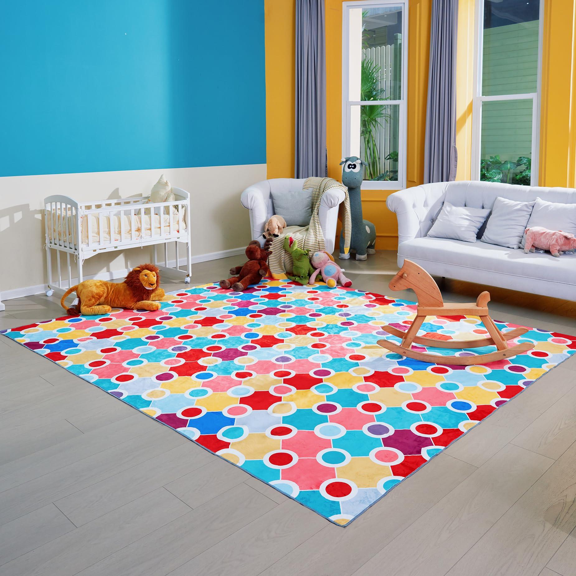 A fun, colorful rug warms up the ​Nursery‌ Nook while adding comfort