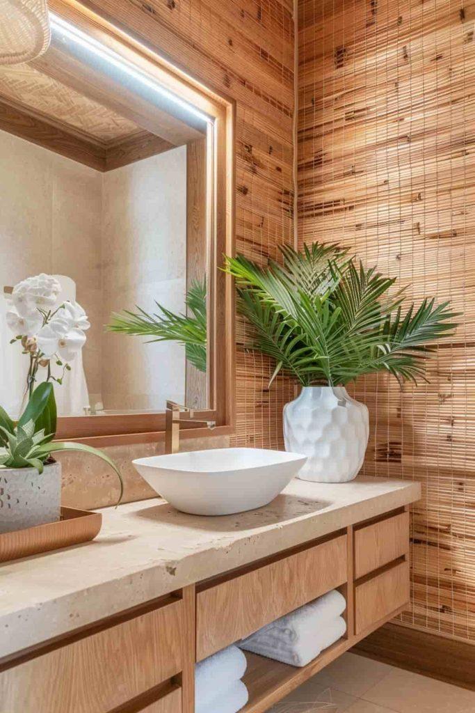 Create a spa-like⁤ escape using bamboo accents in ‌your⁤ wooden bathroom design