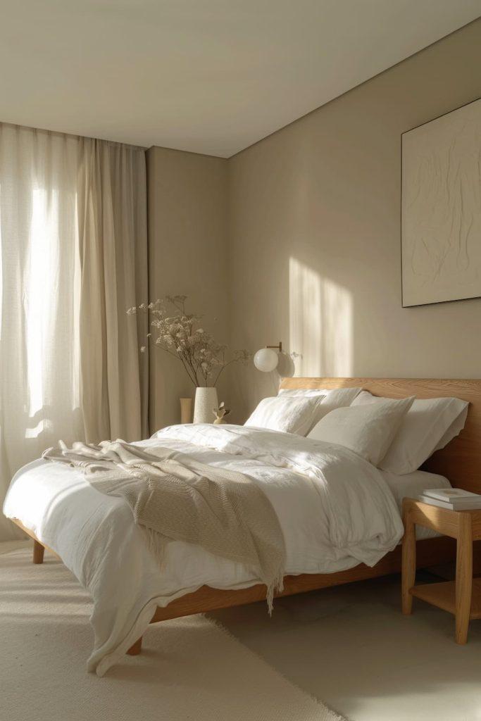 Use soft textures to add warmth to your minimalist bedroom