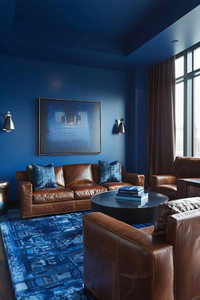 Layer various blue textures for depth and warmth ⁢in⁢ your living⁢ room