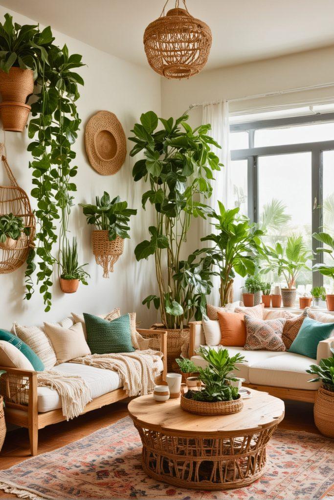 Add lush green​ plants‍ to bring‍ life⁤ into your Boho⁢ Living Room‌ space