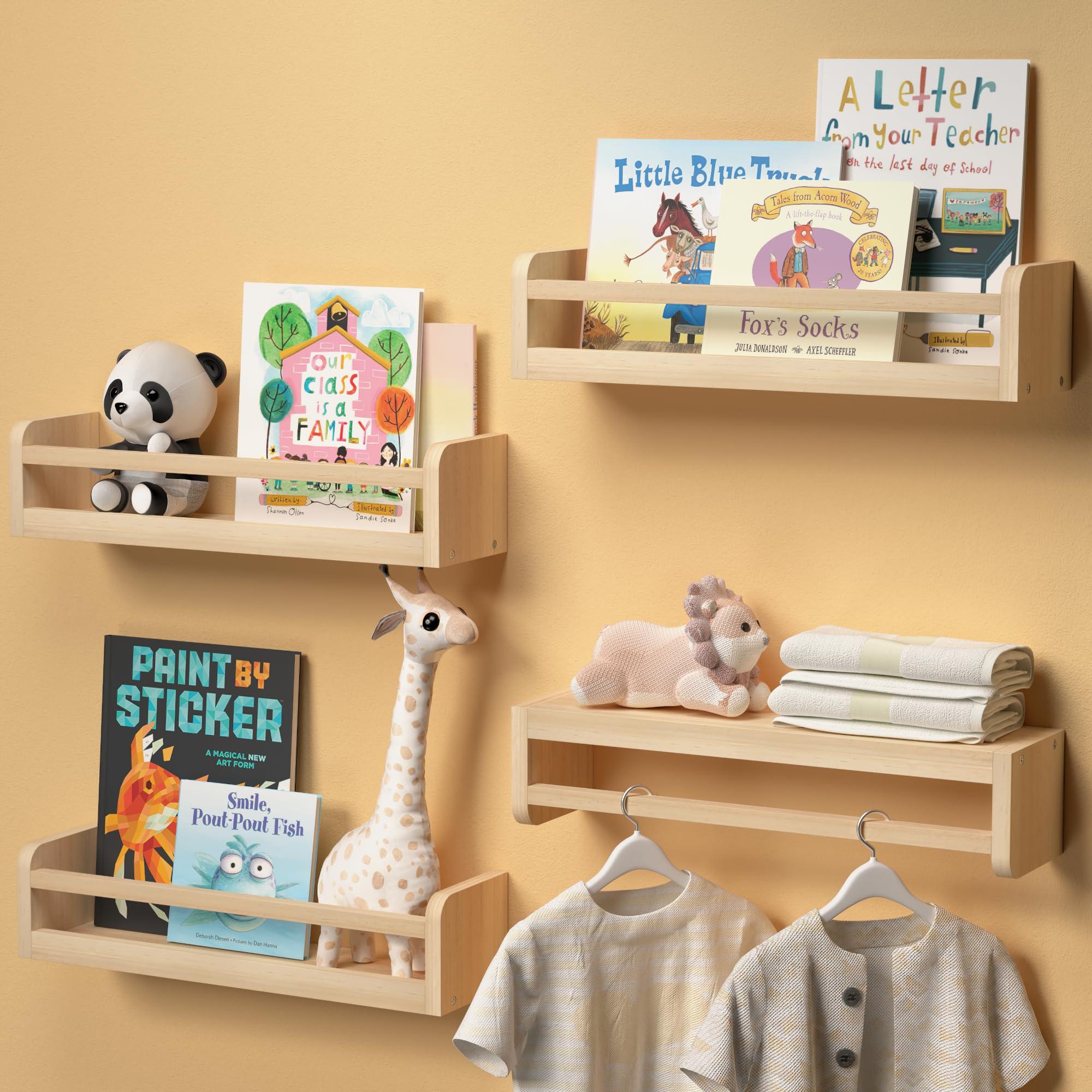 Hang floating shelves for books‌ in your small nursery