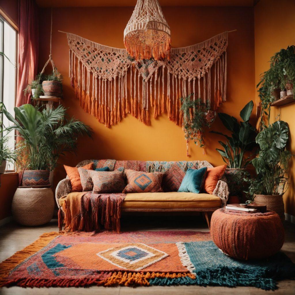 A ⁢vintage‌ macrame wall hanging serves as ⁢a ⁤stunning focal point in your Boho Living Room