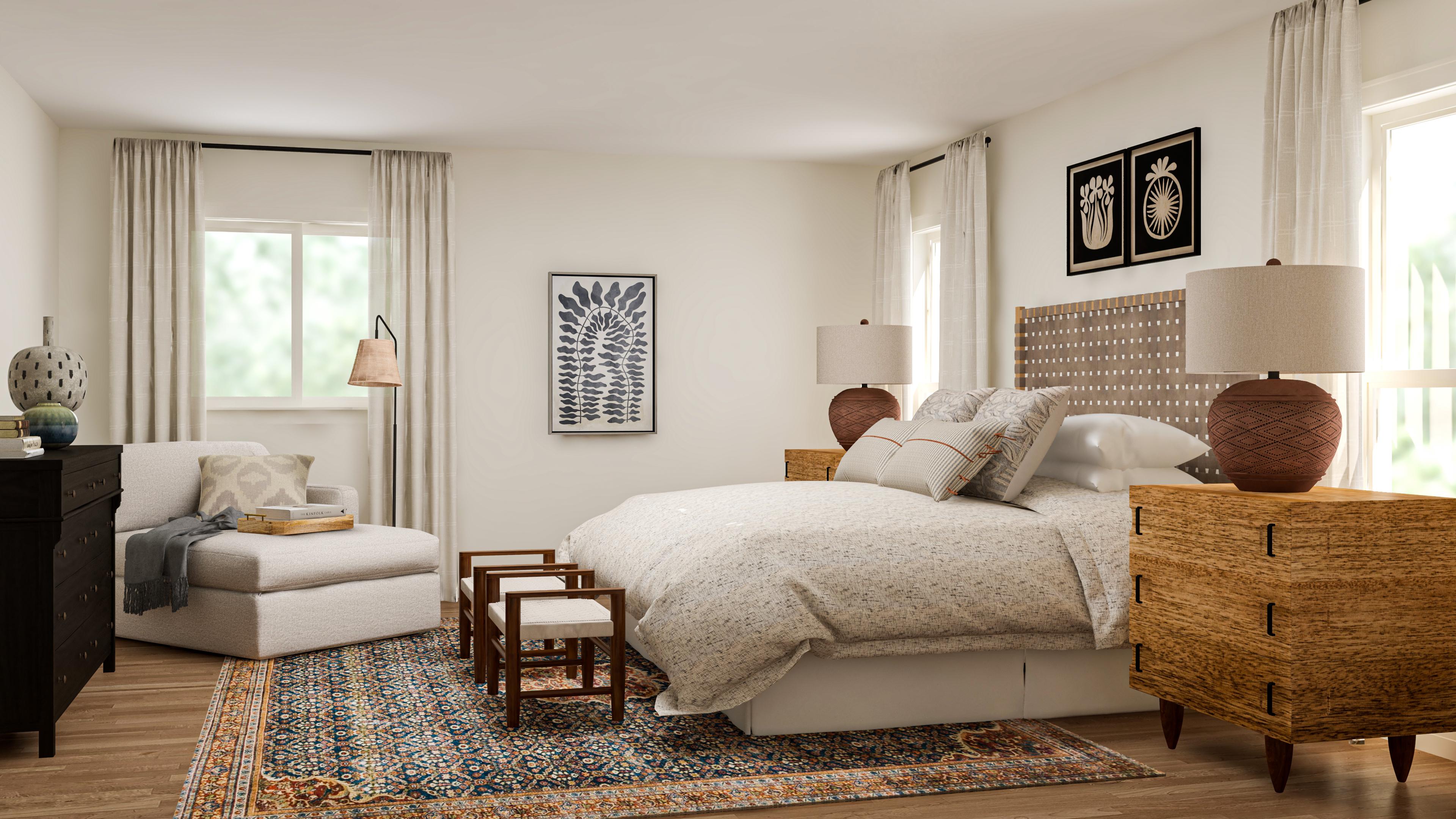 Transitional Bedroom: Blend traditional and contemporary elements for timeless comfort