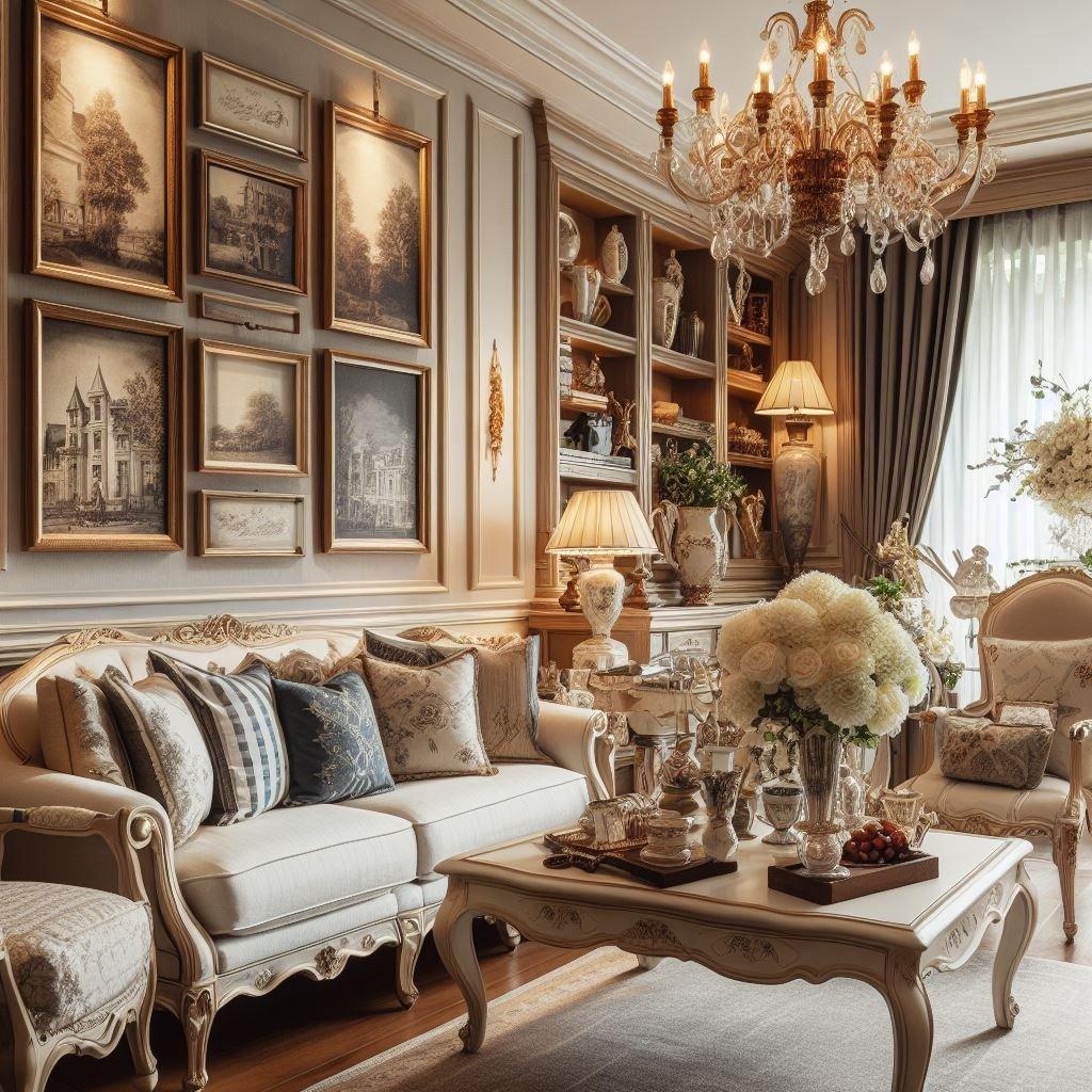 Classic Elegance Living⁣ Room: Timeless furnishings and rich fabrics create sophistication