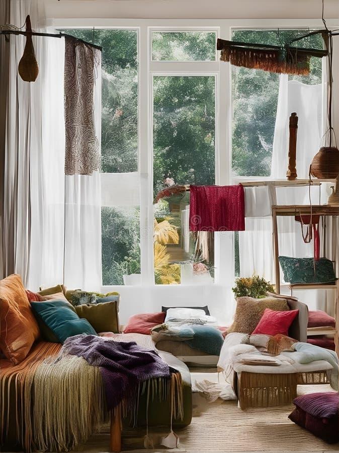 Let natural light ⁤flow through ⁣sheer curtains in your Boho Living Room