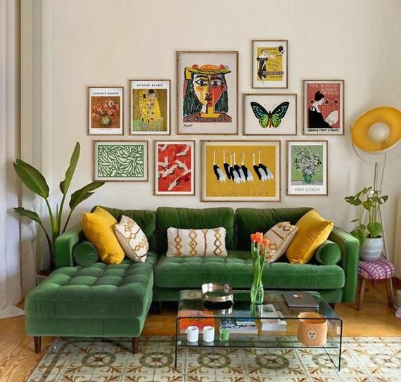 Choose a striking piece of art to anchor your eclectic living room