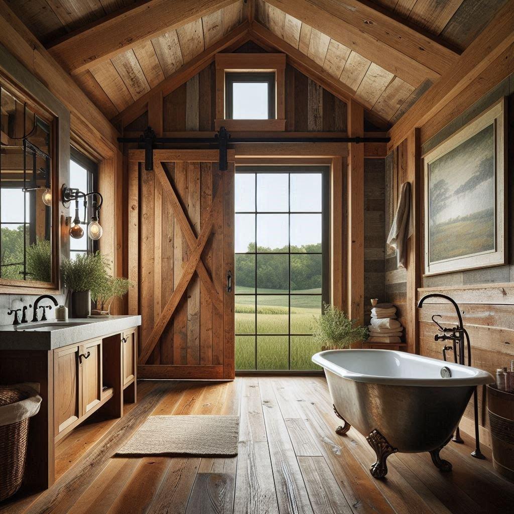 Consider barn doors to enhance your ‍Farmhouse Bathrooms rustic appeal and save space