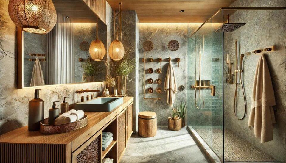 Choose eco-friendly materials for a sustainable boho bathroom