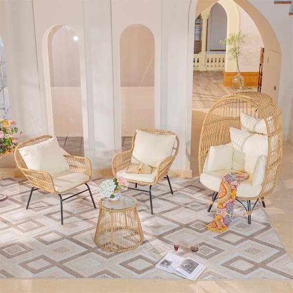 Add wicker furniture for an organic feel in your Boho Living Room