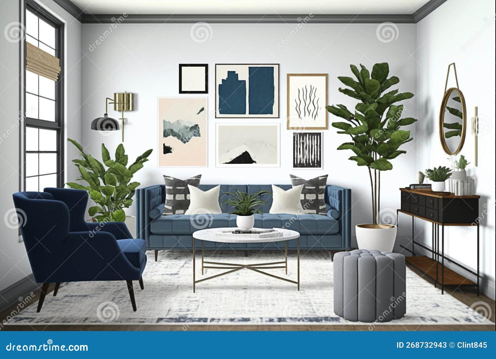 Embrace ⁣minimalism with clean blue lines⁣ in your living room decor