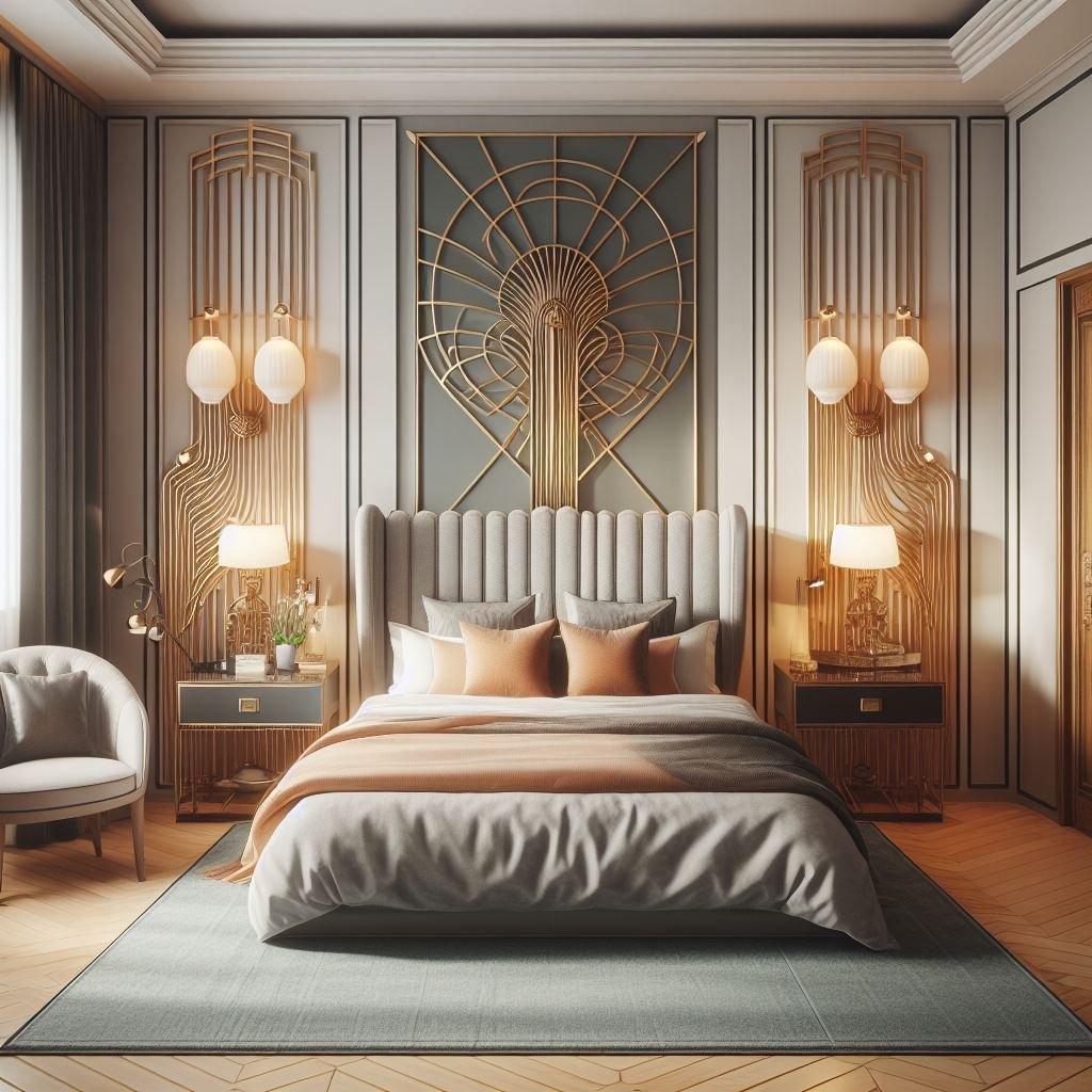 Art Deco Bedroom: Add glamour with bold patterns and luxurious materials