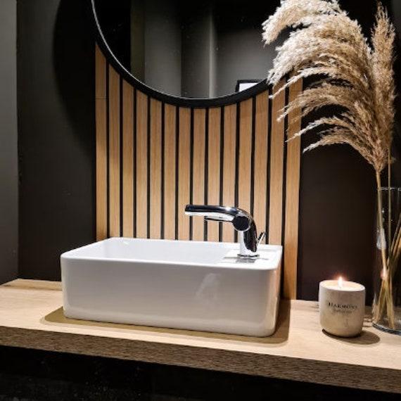 Use vertical wooden slats to create a unique‍ accent wall ⁣in your⁣ modern wooden bathroom