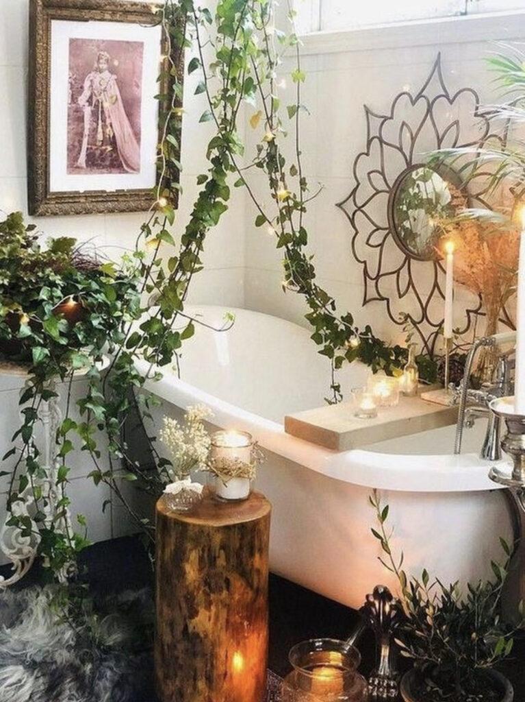 Opt for organic bath products to ​enhance your boho bathroom ​experience