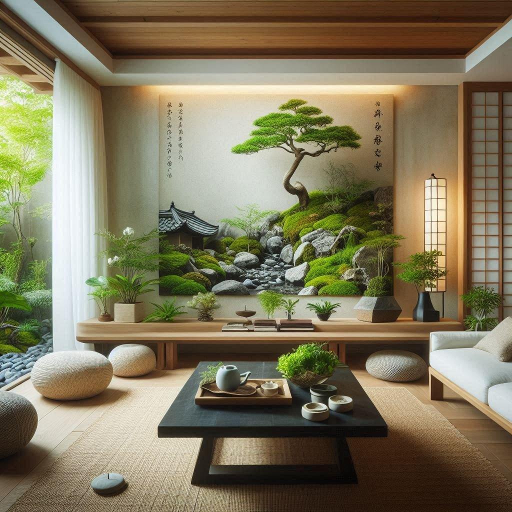 Zen Living ⁣Room: Tranquil space enhanced by soft lighting and natural materials