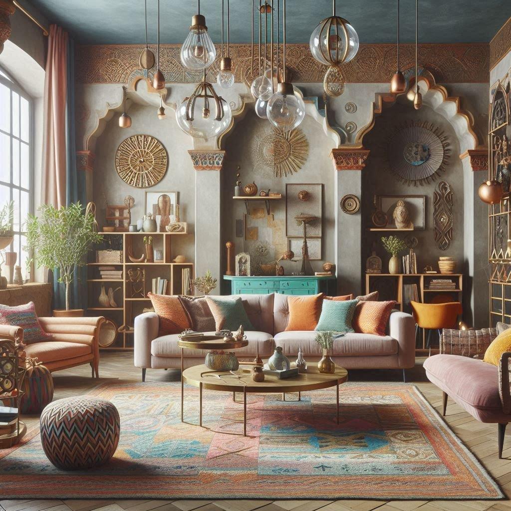 Showcase a unique chandelier to captivate in your eclectic living room