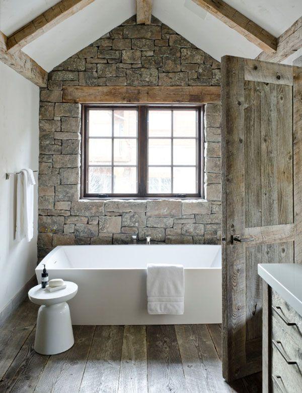 Large windows bring nature indoors⁣ in a Chalet Bathroom