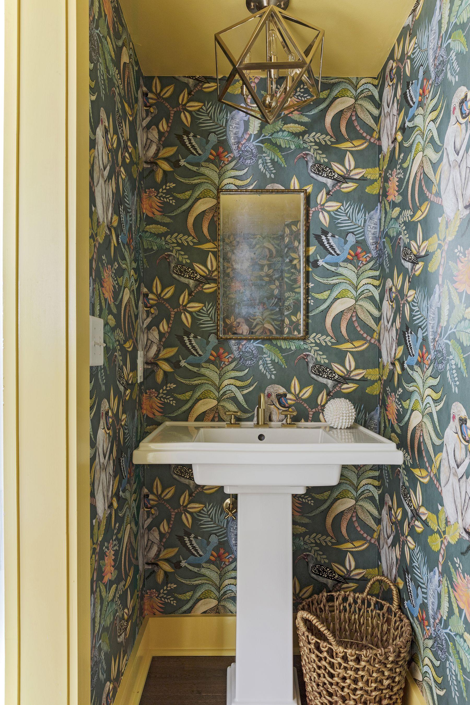 Install a fun, unexpected wallpaper behind the toilet for an eclectic bathroom‍ surprise