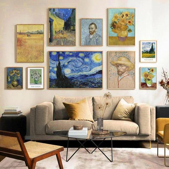 Create a gallery wall showcasing diverse art styles in your eclectic living room