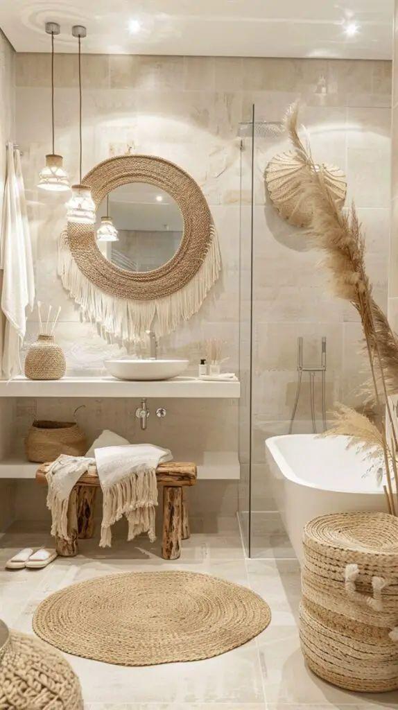 Embrace natural ‍materials ‍for an earthy boho bathroom vibe