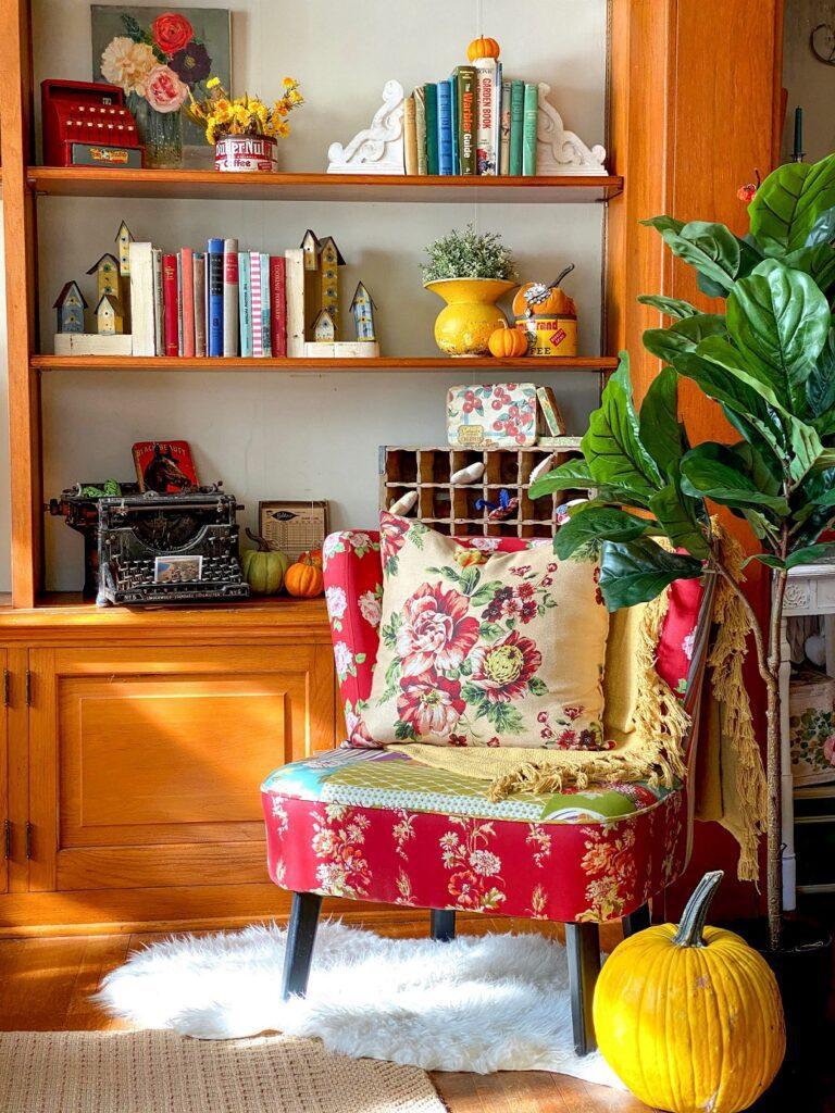 Vintage accents, like a typewriter, spark conversation in your living room