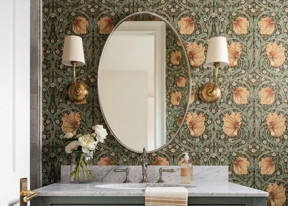 Experiment with bold wallpaper for a dramatic backdrop in⁣ your eclectic bathroom retreat