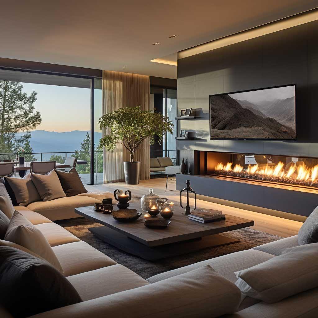 Create a focal point with a stunning fireplace in your contemporary​ living room