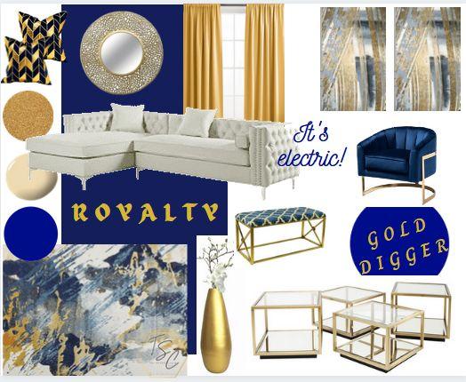 Illuminate with‌ elegant gold ‍fixtures in your blue living room design