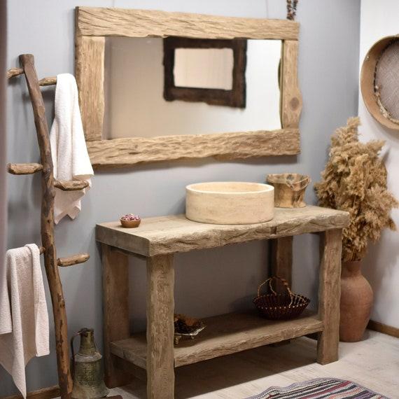 Personalize your wooden bathroom with handmade wooden decor for authenticity