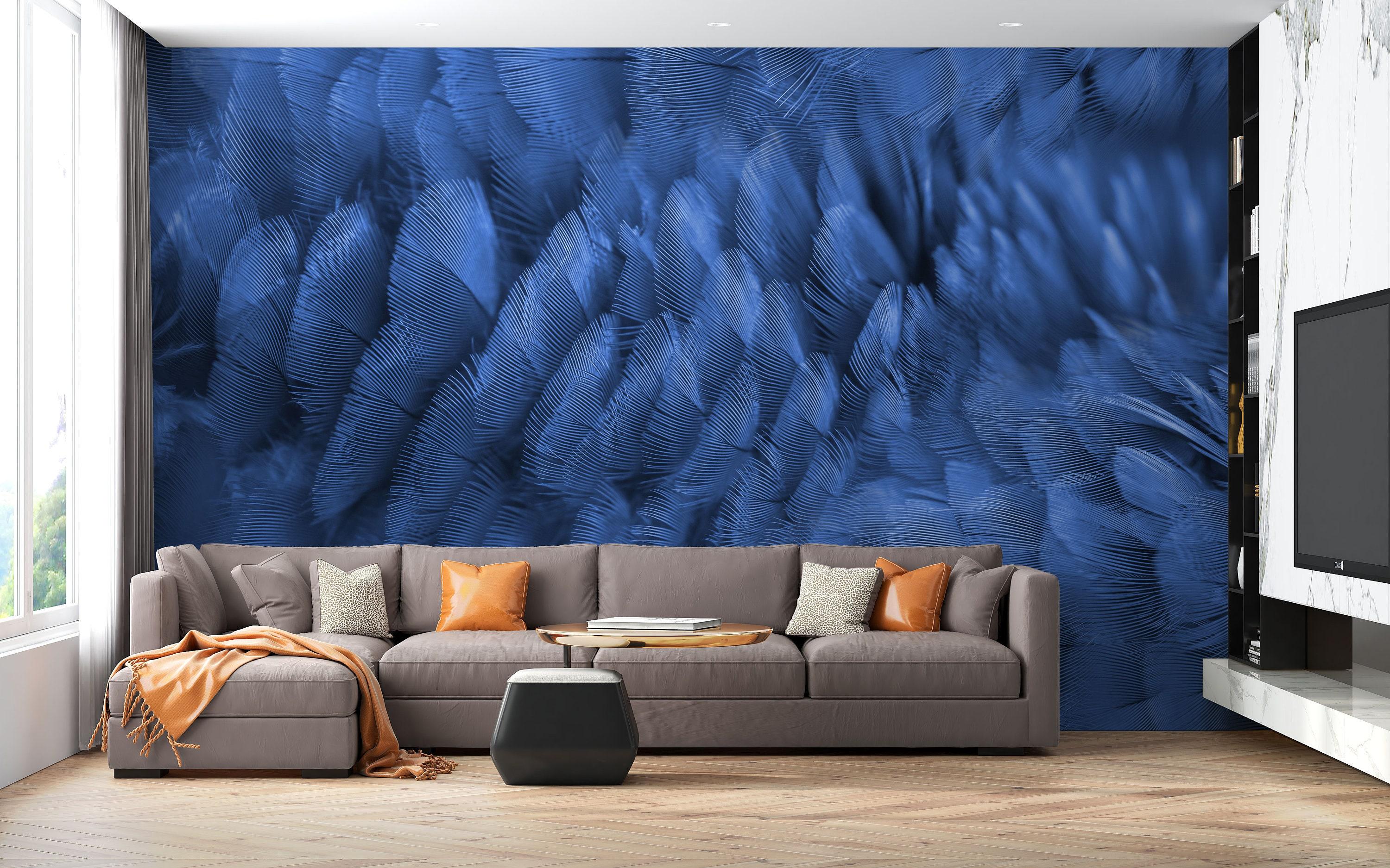 Experiment ⁣with wallpaper for‌ a unique blue ⁣living room vibe