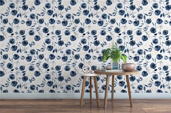 Design an accent wall with patterned ‌blue wallpaper for visual appeal