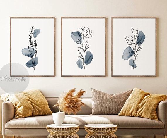 Incorporate botanical prints in⁣ your ‍blue living room ⁣design