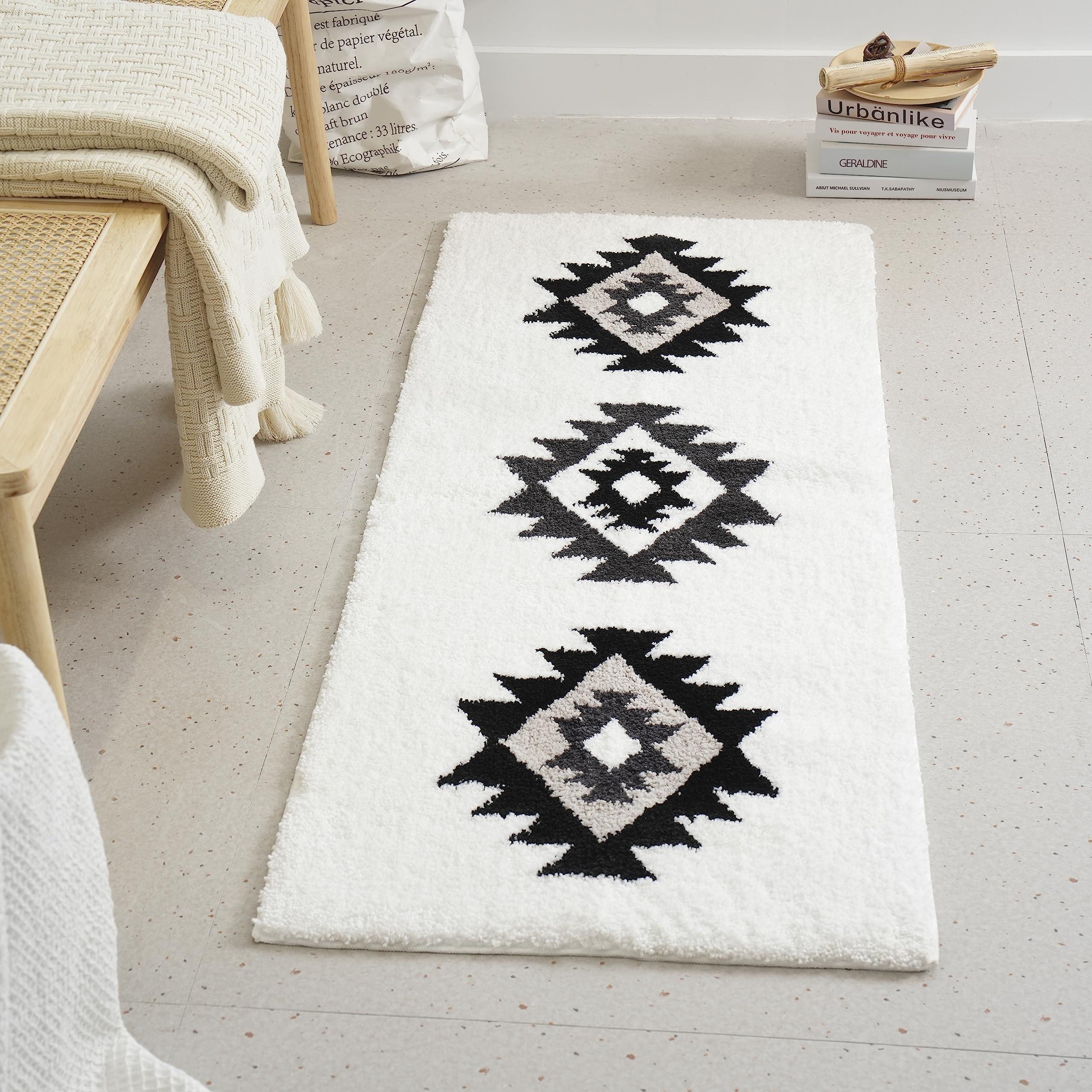 A plush area rug to warm your boho bathroom retreat