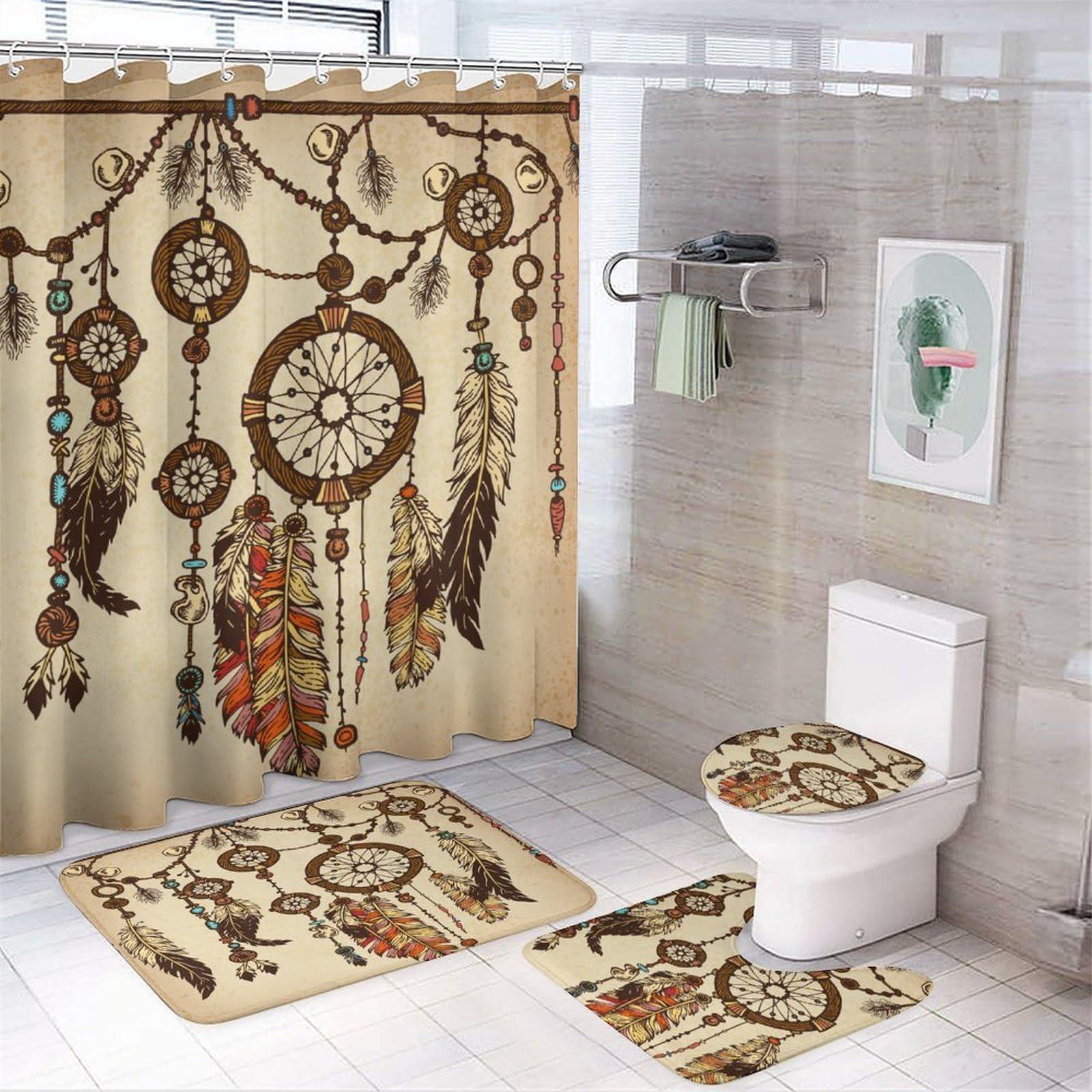 Hang dreamcatchers to foster tranquility in your boho‌ bathroom