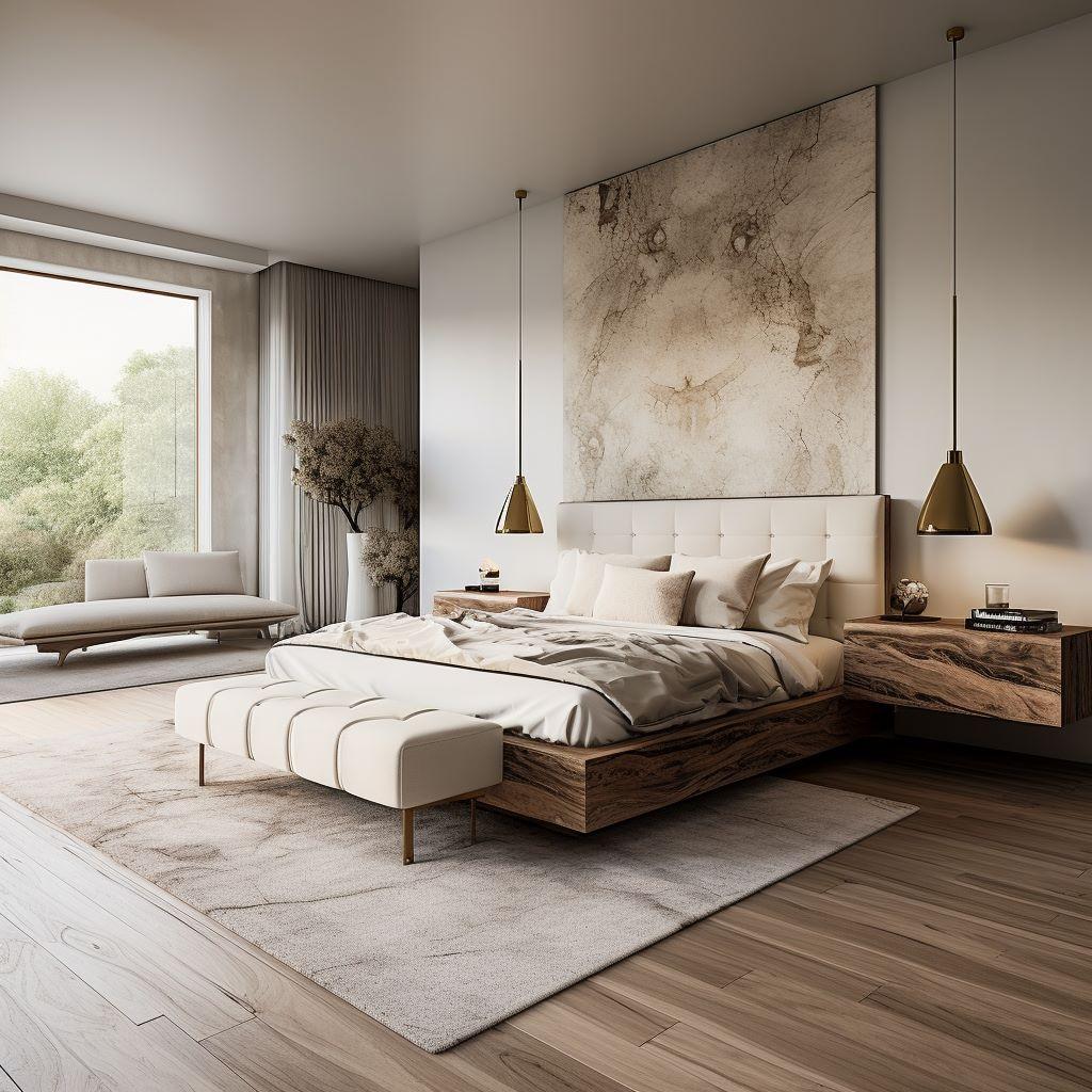 Industrial Chic: Showcase raw materials for a modern bedroom aesthetic