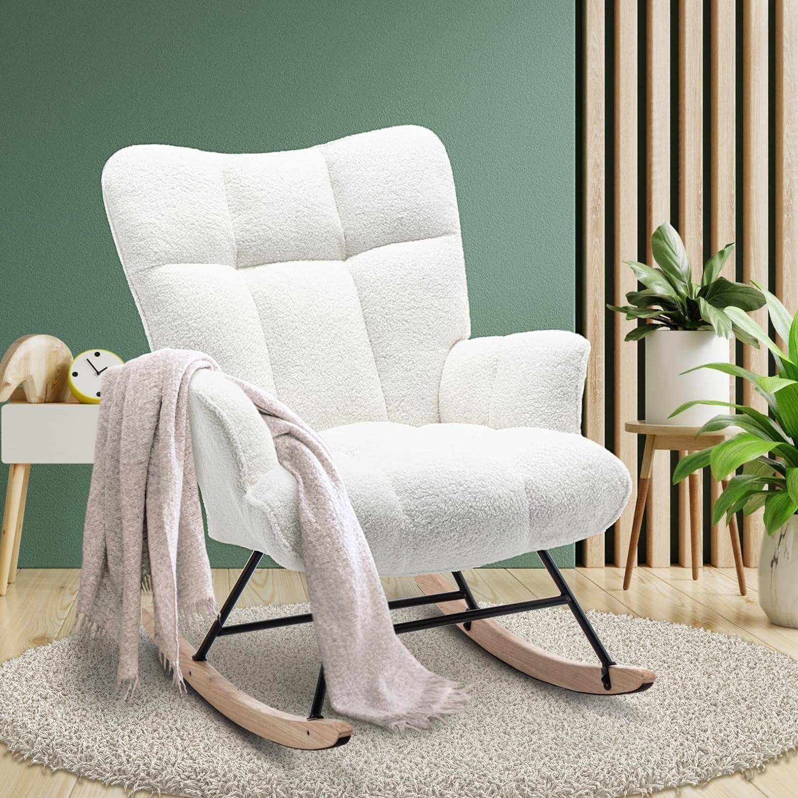 Incorporate a compact rocking chair for comfort in small nursery