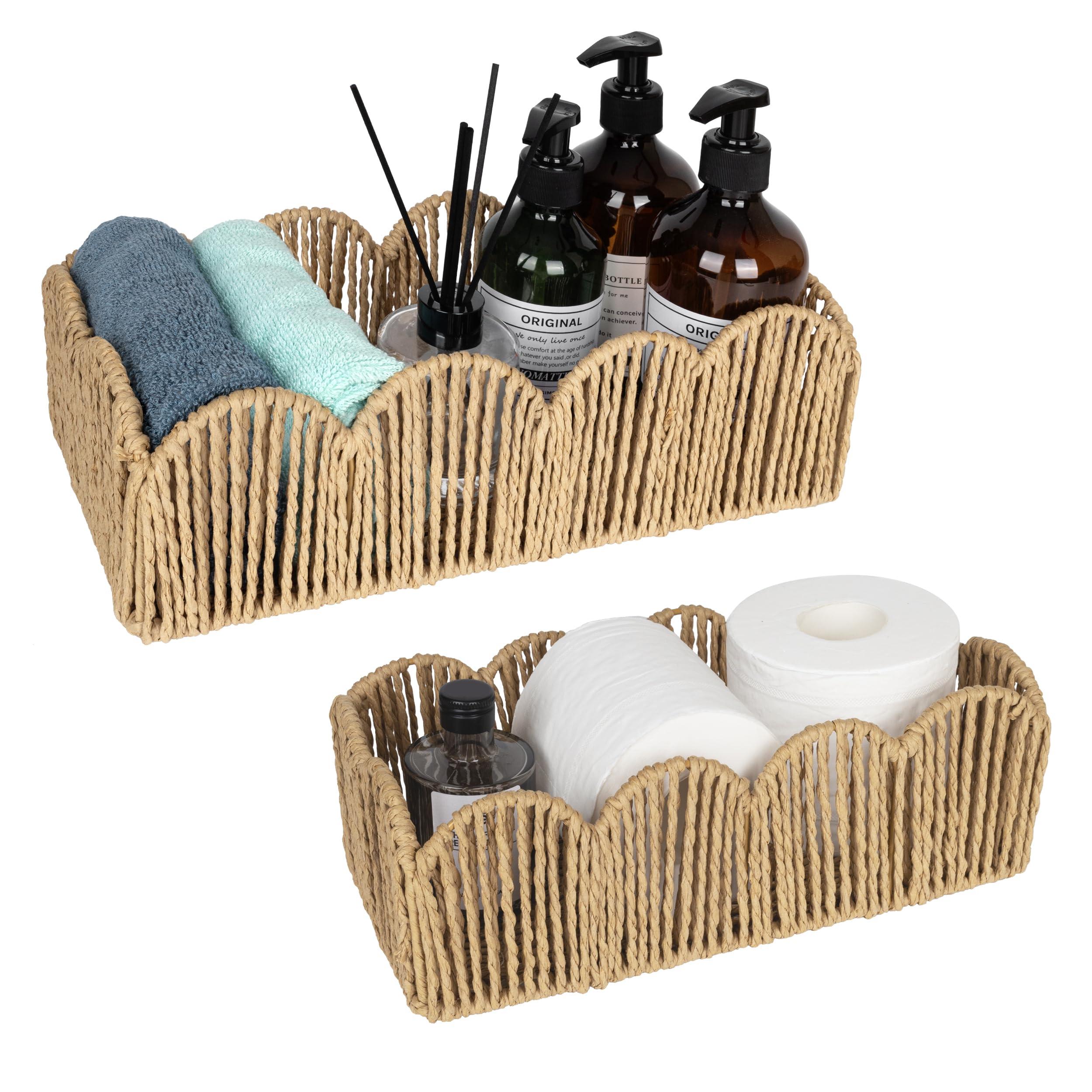 Employ‍ woven baskets⁣ for stylish storage in⁣ your boho⁣ bathroom