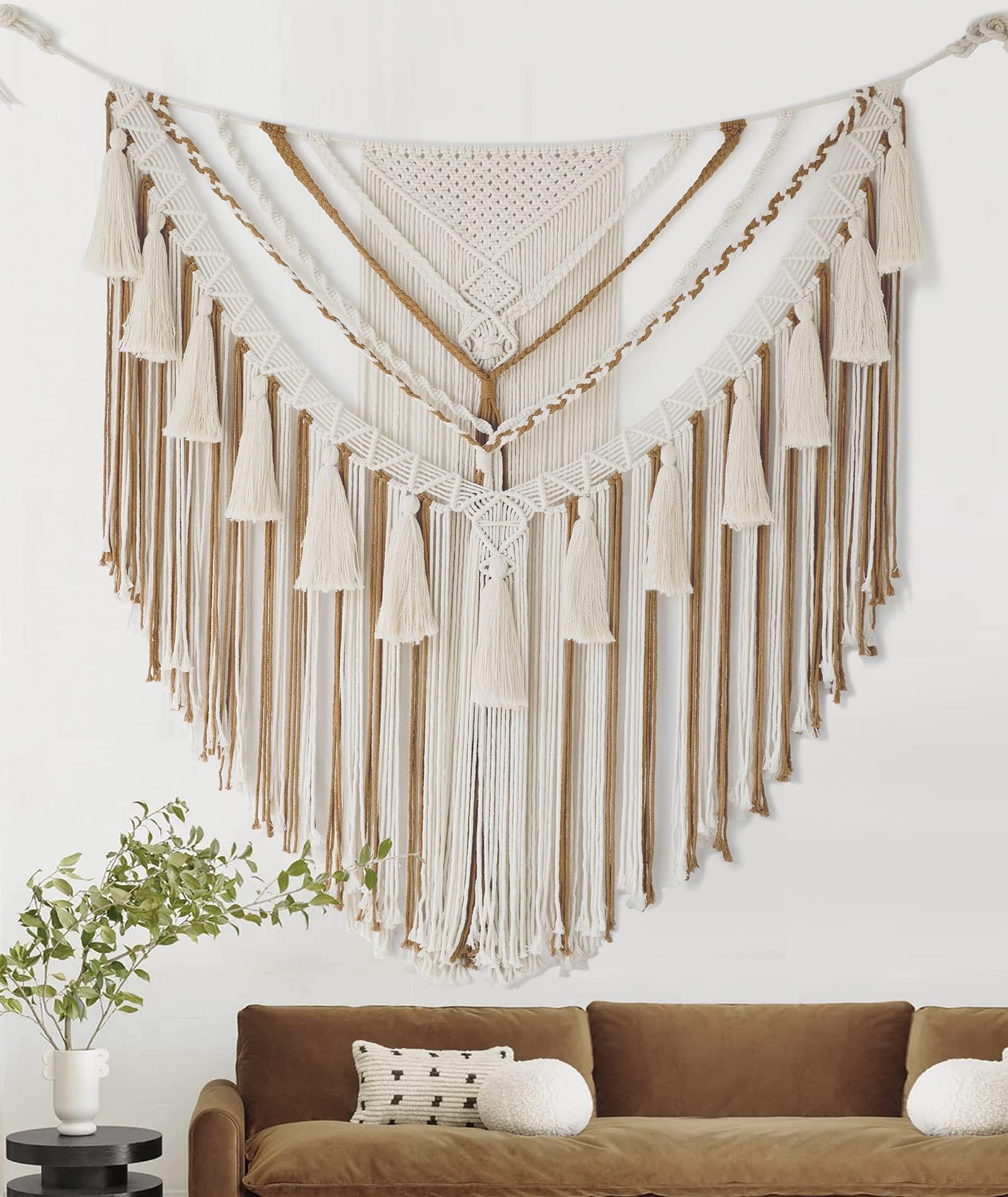 Incorporate macramé wall hangings to add texture to your Boho Living Room