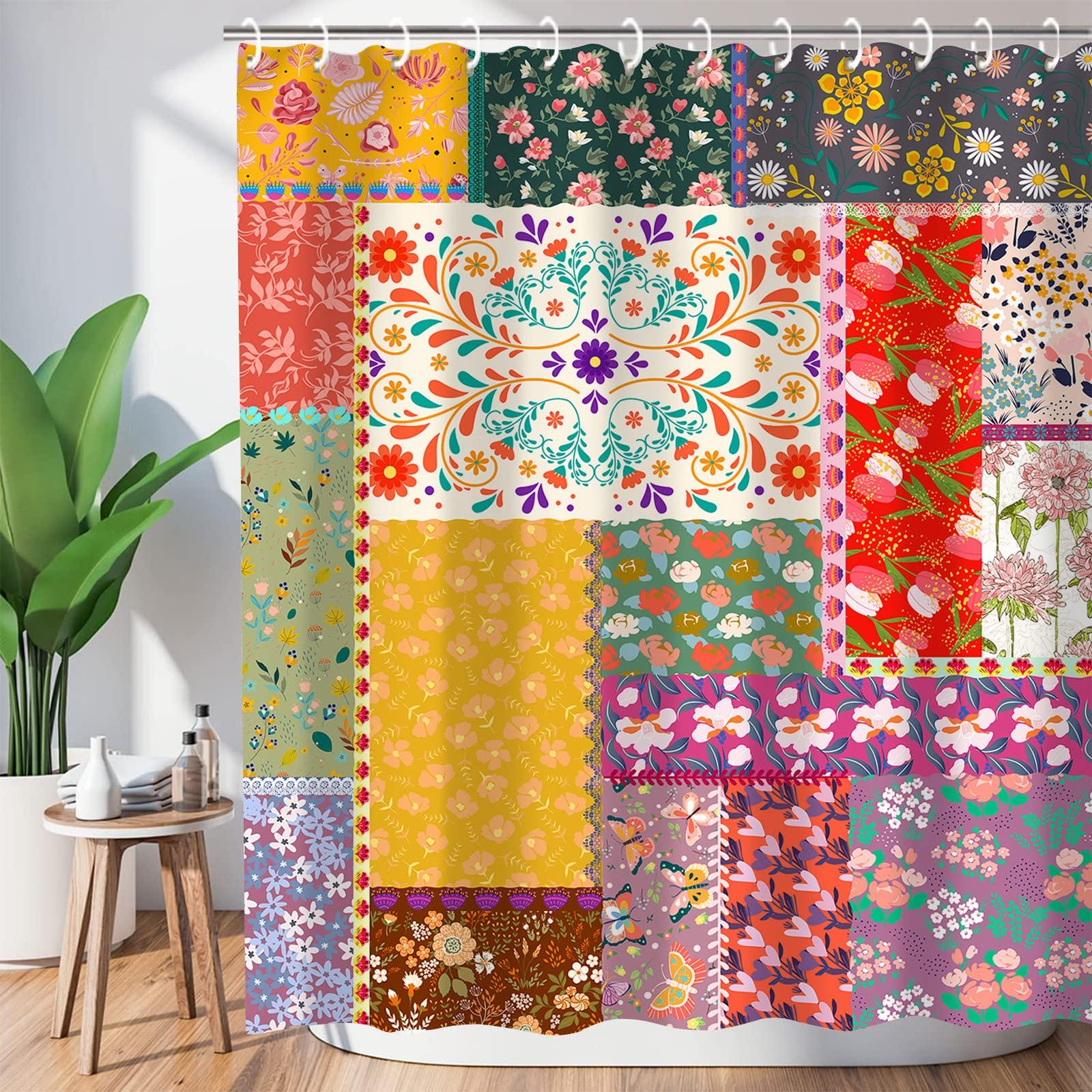 Colorful ⁤shower‌ curtains to brighten ‍up the boho bathroom