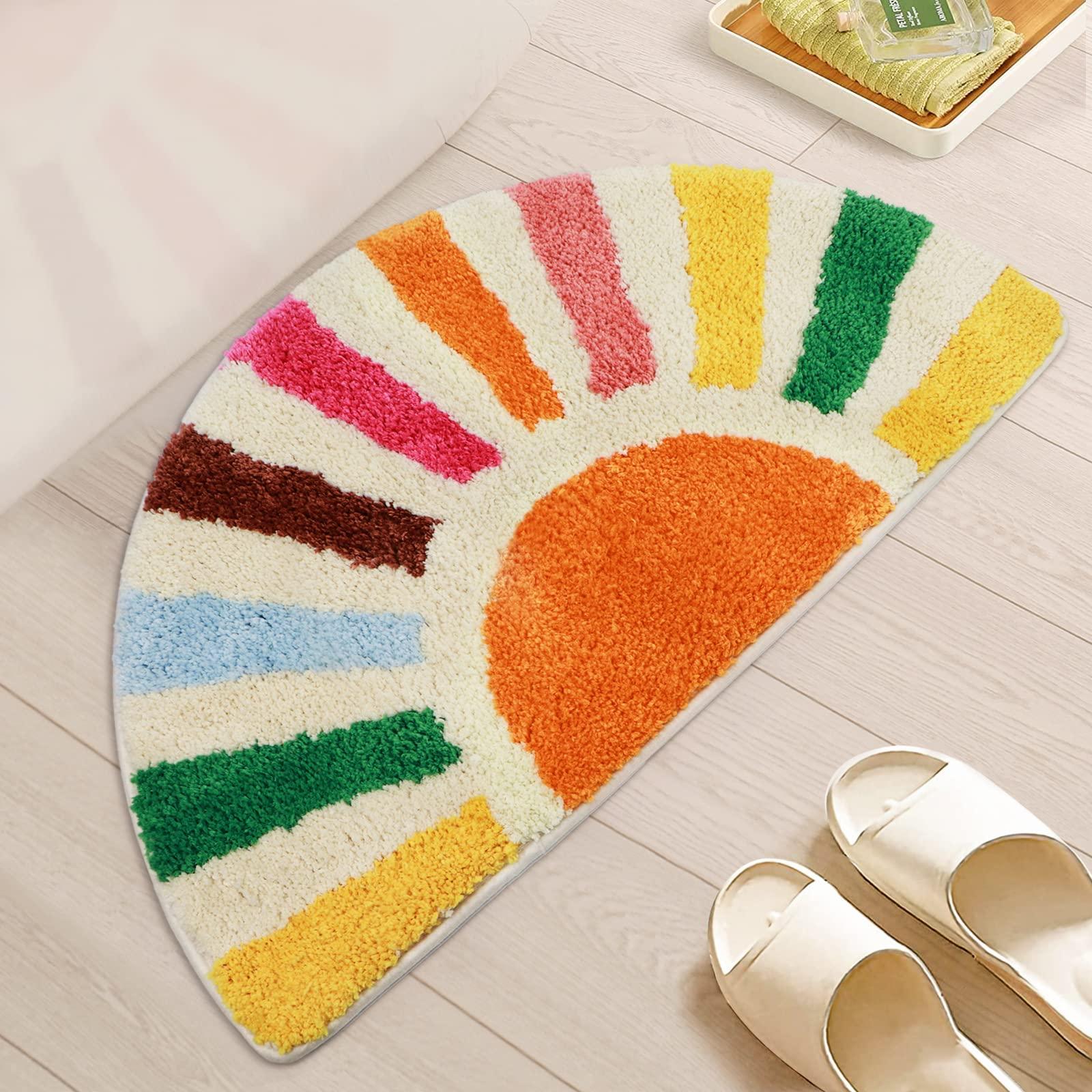 Colorful shower mats that brighten up your boho bathroom experience