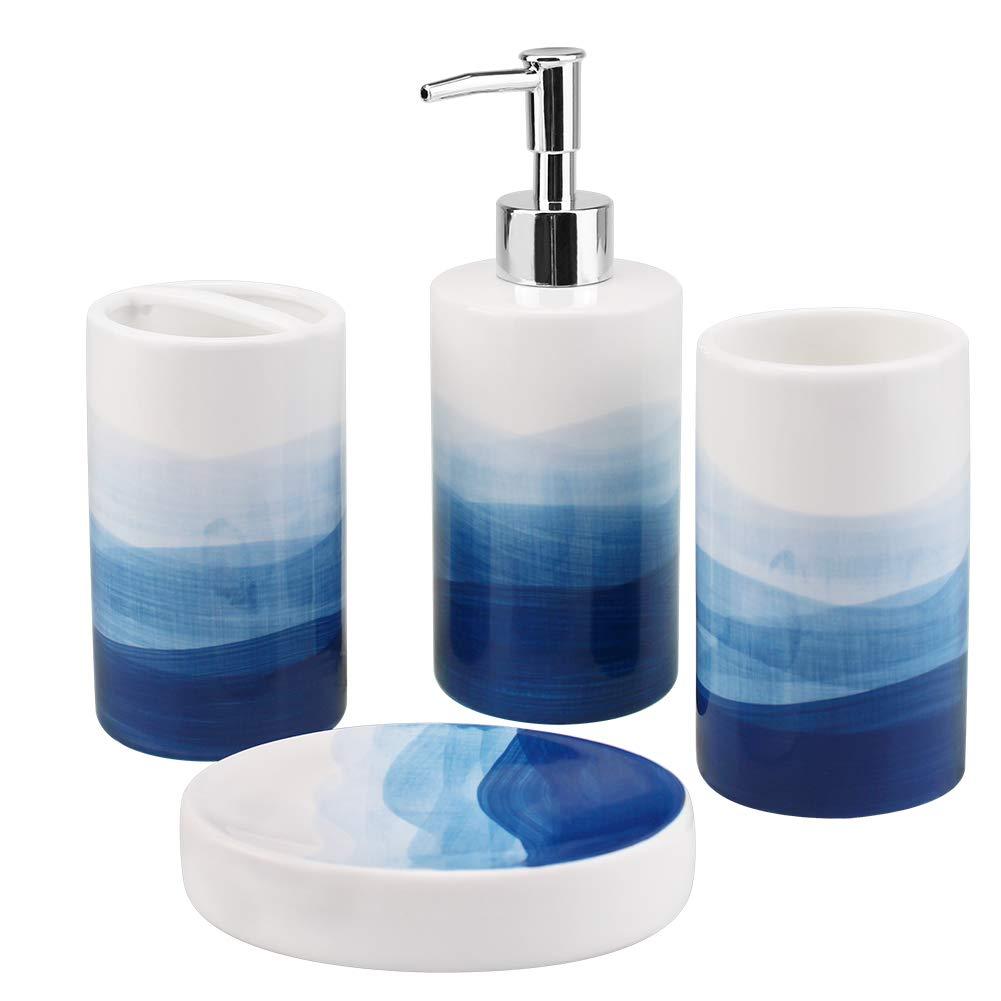 Opt for blue ceramic accessories for a stylish touch