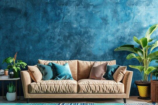 Play with textures:‌ velvet, linen, and cotton in‍ your blue living room