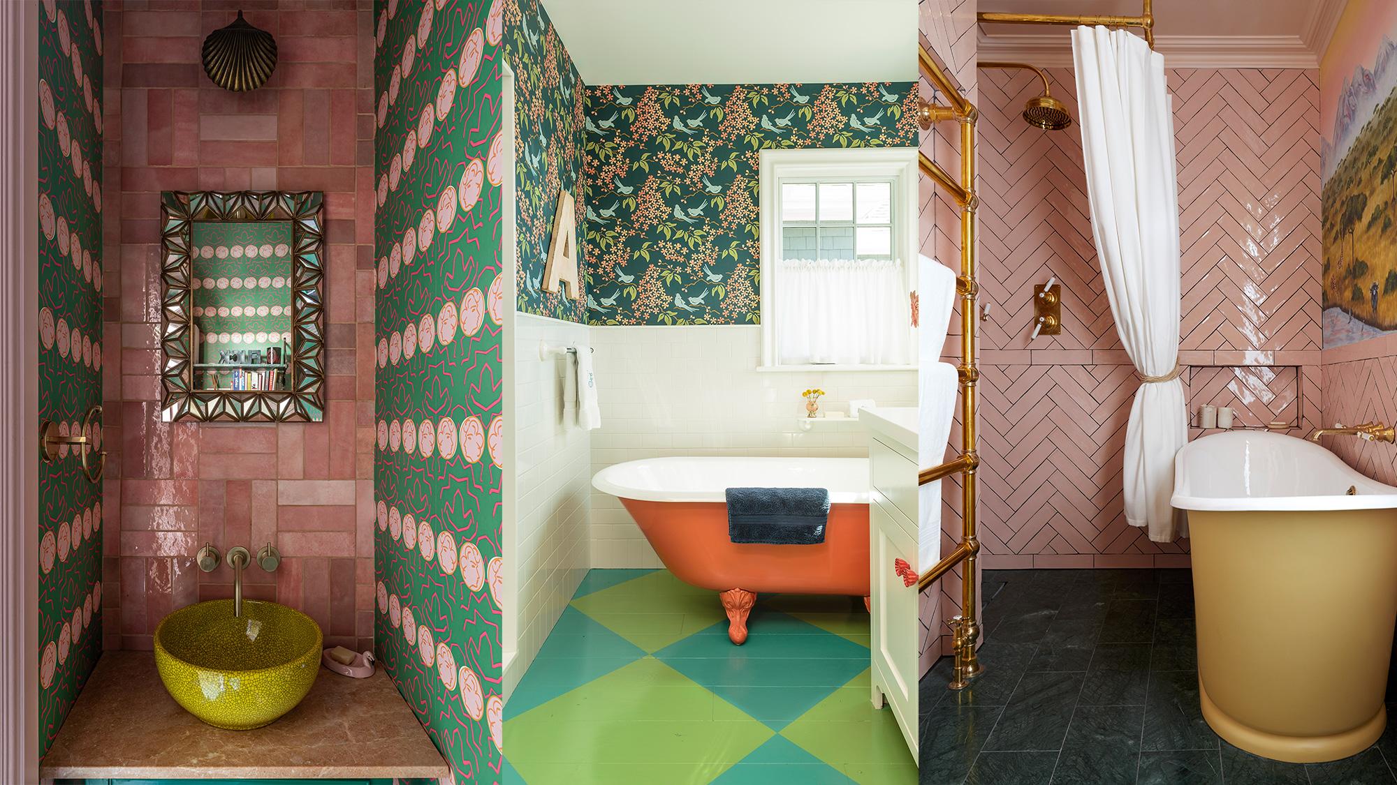 Combine bold​ wallpapers with vibrant tiles for a striking eclectic bathroom design